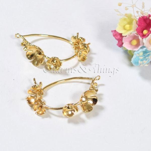 ベルフラワー K18gp 花のフープチャーム 2個入 アクセサリーパーツ ハンドメイド ピアス Sc1527 Charms And Things 通販 Yahoo ショッピング