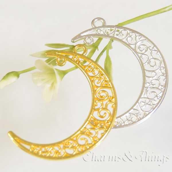 月 すかし模様のシャンデリア パーツ 6個入 アクセサリーパーツ レジン クレセント 月のチャーム Sc911 Charms And Things 通販 Yahoo ショッピング