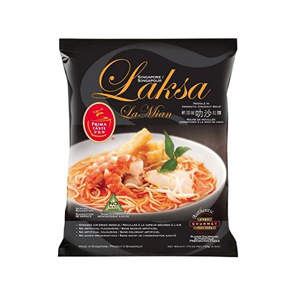 「商品情報」シンガポール定番の麺料理『ラクサ』のインスタント袋麺です。ココナッツミルクと海老の旨みが効いた、やや辛いスープにもちっとした太麺がおいしい、ちょっと豪華なインスタントラーメンをどうぞ。「主な仕様」