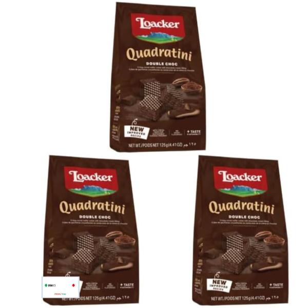 「商品情報」商品の説明クワドラティーニ 125g ピュアな美味しさ！ 不使用(香料、着色料、保存料、水素添加油脂) [ダブルチョコ]ココアウエハースとチョコレートの濃厚な贅沢。香り豊かなカカオから生まれたチョコレートクリームを、サクサクした...