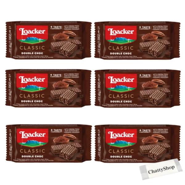 [ダブルチョコ45g]ココアウエハースとチョコレートの濃厚な魅力。香り豊かなカカオから生まれたチョコレートクリームを、クリスピーでほろ苦いココアウエハース3層でサンド。ウエハースのサクサク感と濃厚でコクの深いクリームのコンビネーションが楽し...