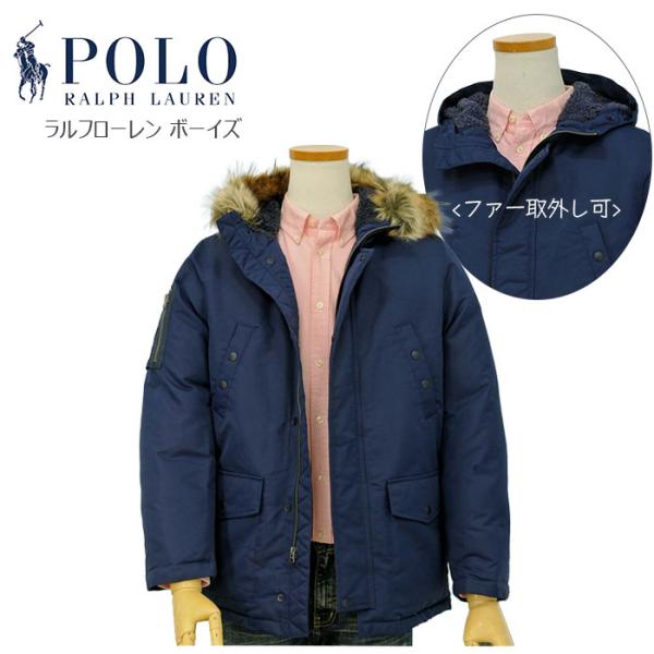 ファーフード付きダウンジャケット ラルフローレン ボーイズ POLO 