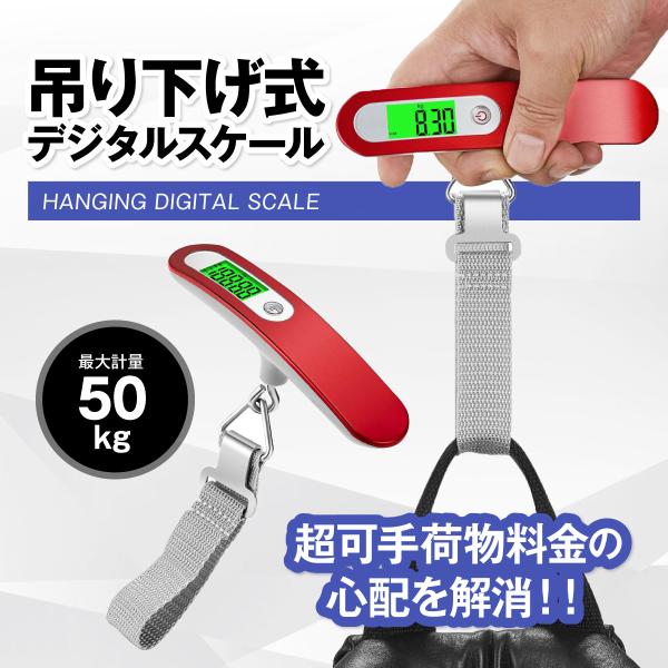 スケール 計量 計り はかり 吊り下げ式 スーツケース ラゲッジチェッカー 旅行 トラベル 風袋引き機能付 最大計量50kg