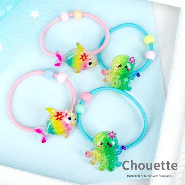 Handmade ポンポンヘアゴム kids jellyfish ミント Handmade ポンポンヘアゴム kids jellyfish ミント