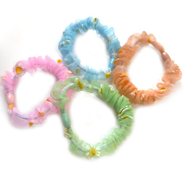 ヘアゴム シュシュ 花 フラワー パステル 全4色 おしゃれ 可愛い ヘア