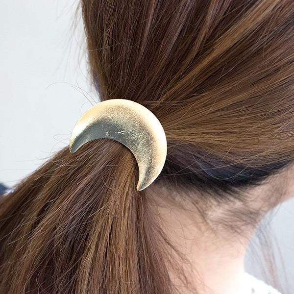 シンプルな三日月のヘアゴム レディース 大人 女性 月 ヘア