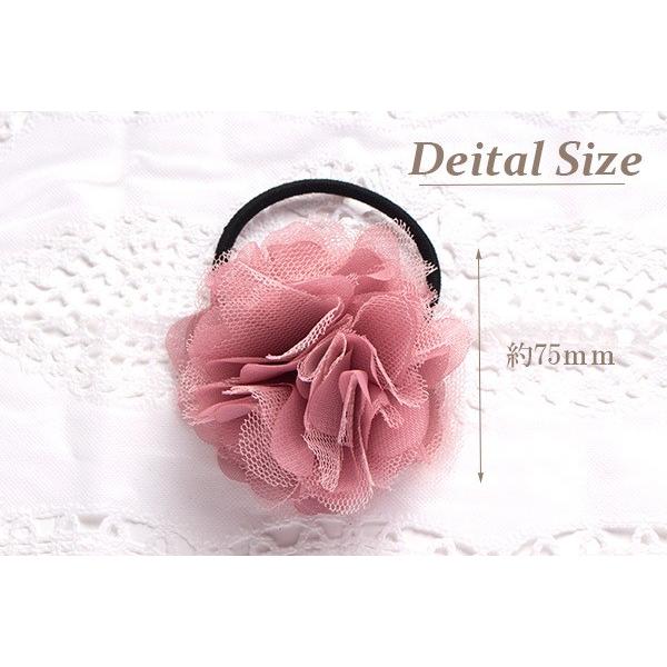 可愛い?フラワーのひらひらヘアゴム 4色 h-374 : 手芸材料ヘアアクセの