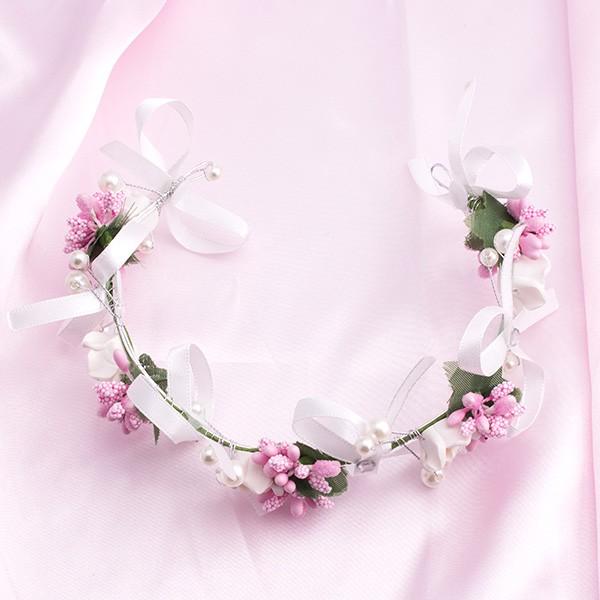 ふわふわリボンのフラワー冠 レディースアクセサリー h-454 : 手芸材料
