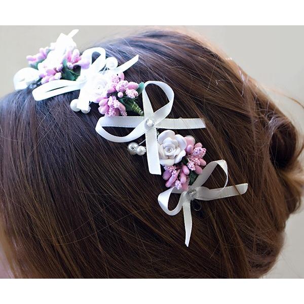 ふわふわリボンのフラワー冠 レディースアクセサリー h-454 : 手芸材料