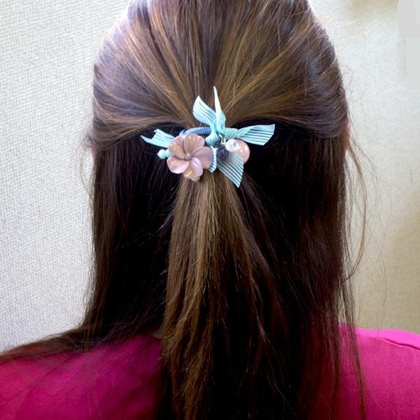 パステルカラーフラワー＆ストライプリボンのじゃらじゃら