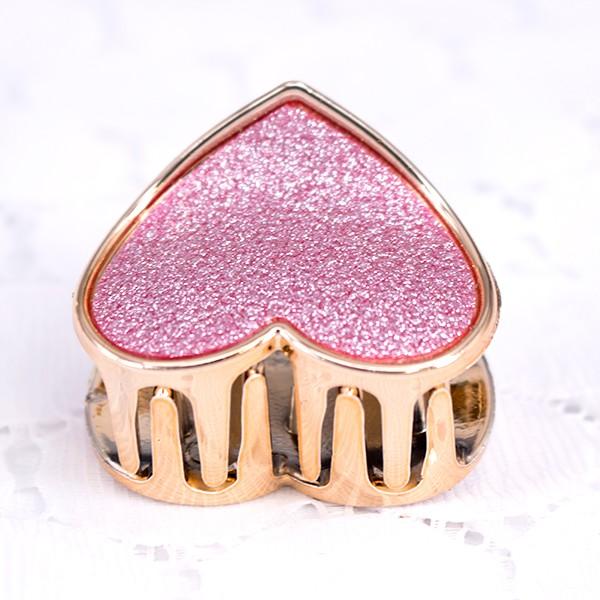 キラキララメのハート型ミニクリップ ヘアアクセサリー 大人 h-657c