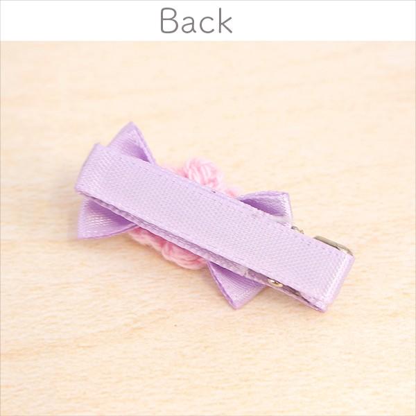 キッズ用 編み花付きリボンの滑り止めヘアクリップ ヘアアクセ