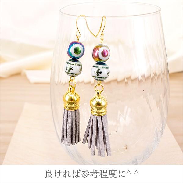 ワインレッドのくまちゃん＆韓国マット雫ビーズのシンプルピアス