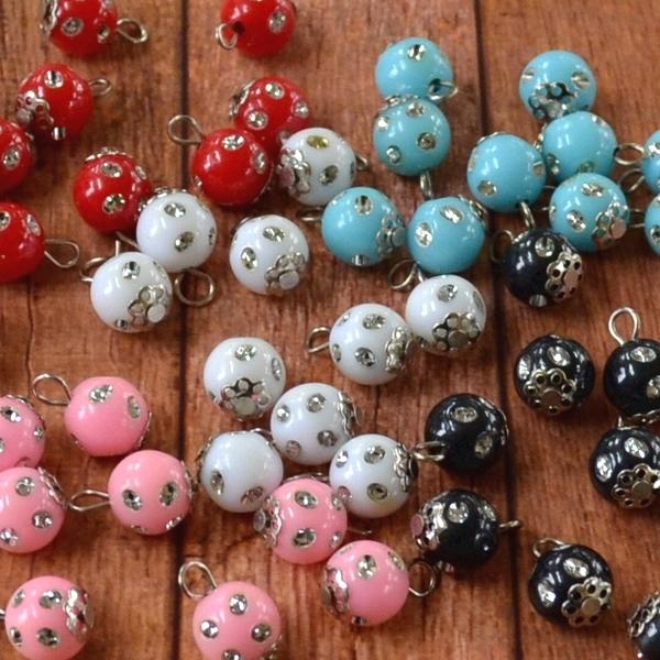 ハンドメイド材料 カン付きキラキラアクリルビーズ10mm 10個 デコ 手芸 