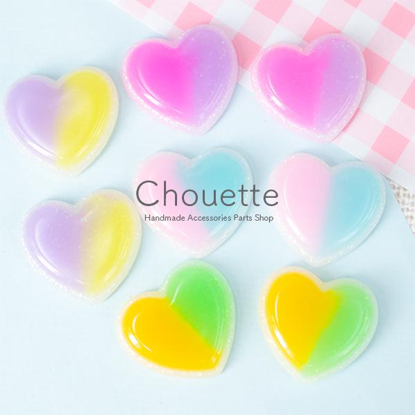 ゆめかわ ハート型ツートングラデーション デコパーツ 2個 ハンドメイド 手芸材料 パーツ 大人 素材 おしゃれ 女性 レディース ハンドメイド Pt 1436b Pt 1436b 手芸材料ヘアアクセのchouette 通販 Yahoo ショッピング