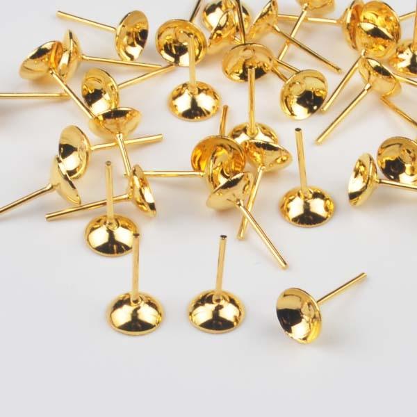 在庫処分 ピアス台座 おわん型 約6mm 約40個 ゴールド シルバー