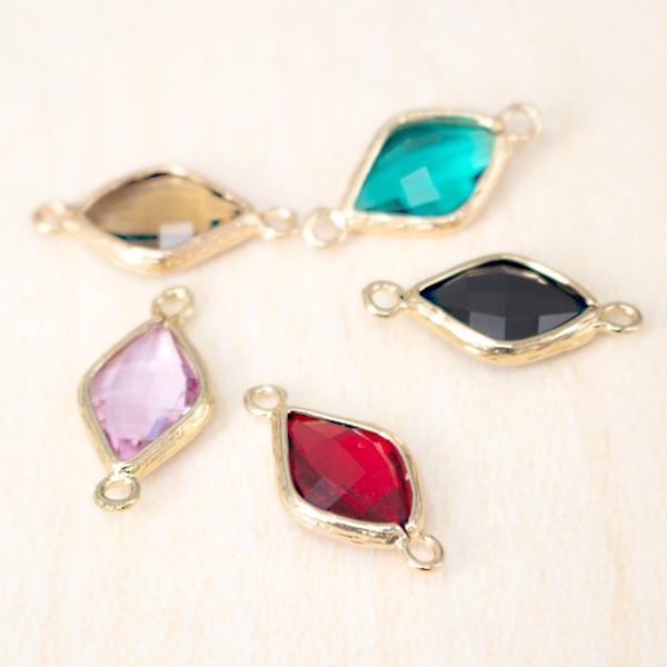 チャーム ストーン ガラス 両カン付き アクセサリー ハンドメイド 手芸 