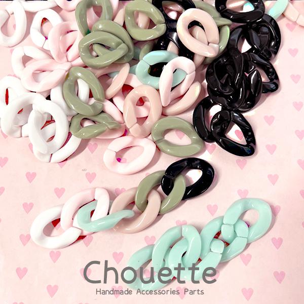 ヘアクリップ アクリル チェーン パーツ コネクター パステル 全6色