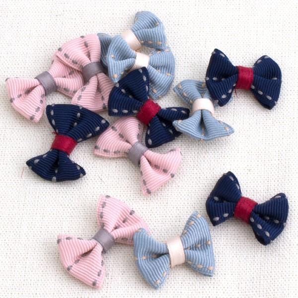 ハンドメイド 手芸材料 パーツ ステッチ入りリボンパーツ アソート 12  