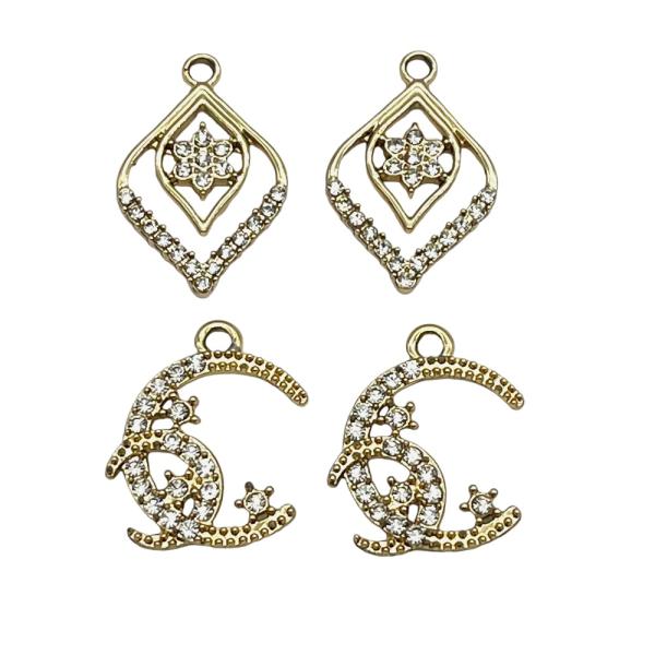 チャーム キラキラ デザイン ひし形 月 ピアス ネックレス バック