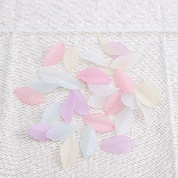 ハンドメイド素材 材料 アクリルパーツ 羽【横長】 デコパーツ 5色