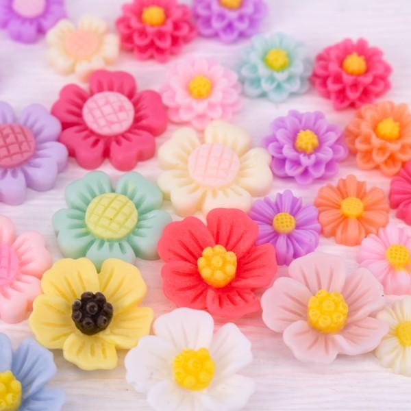 ご覧になって頂きありがとうございます。可愛いフラワーのデコパーツです(^^)いろいろな用途にご使用ください?【内容数】1:約30個 2:約30個 3:約30個 4:約25個 5:約30個 6:約15個【素　材】アクリル【カラー】アソート【サ...