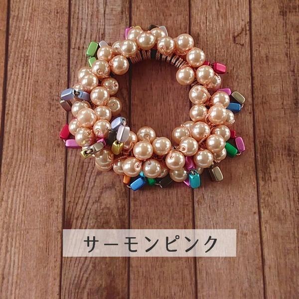 ヘアゴム  じゃらじゃらヘアゴム   サーモンピンクの上品じゃら♡ ヘアゴム じゃらじゃらヘアゴム サーモンピンクの上品じゃら♡｜選べる