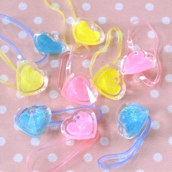 オーロララメハートパーツの絡まないゴム 9個(ミックス) ヘア