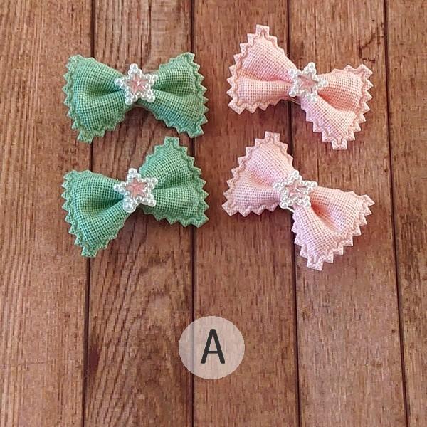 ハンドメイドアクセサリー　ハンドメイドヘアクリップ　ハンドメイドキッズ　キッズ キッズ用 チュールラメリボン さくらんぼ ヘアクリップ 2個セット