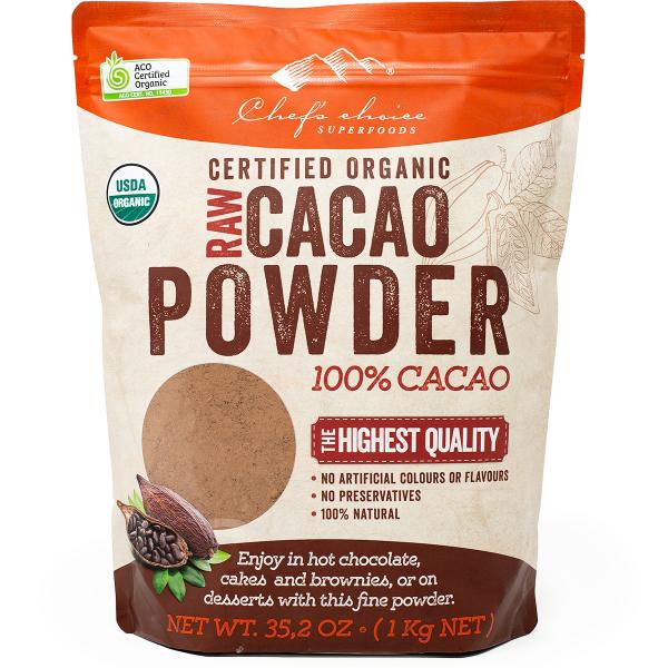 有機カカオパウダー 1kg x 1袋 非アルカリ処理 RAW製法 純ココアパウダー Organic Raw Cacao Powder cocoa powder[BJV]