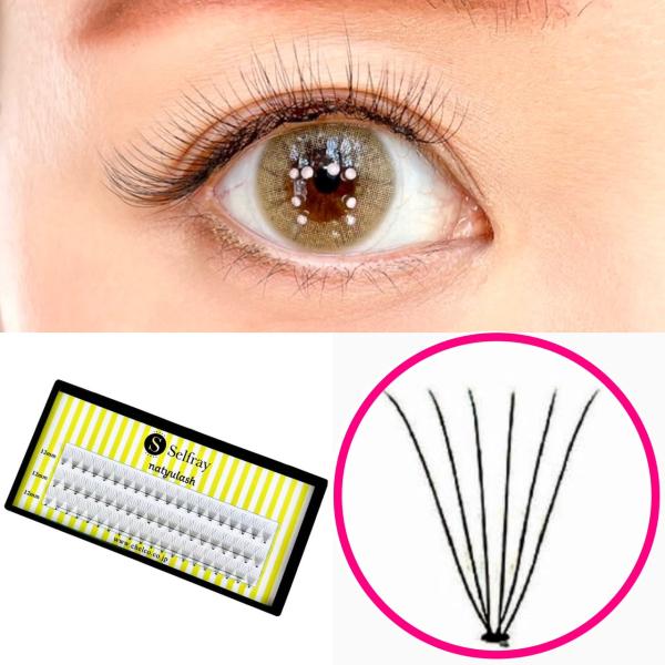 根元が広いので初心者でも着けやすい！ナチュラルな仕上がりの束エクステです！