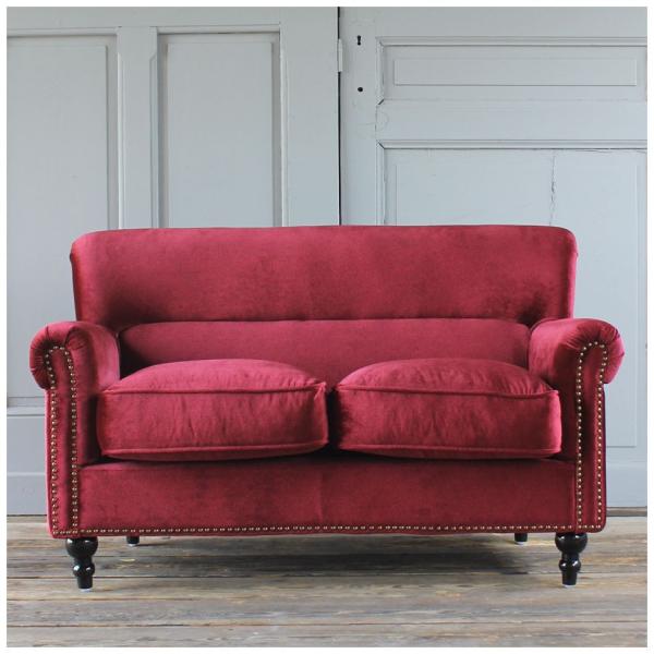 即日発送 ヴィンテージ ソファ ２人掛け アンティーク コンパクト イギリス かわいい おしゃれ ベルベット ベロア 赤 Vn2f41k 年間ランキング6年連続受賞