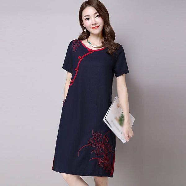 送料無料 チャイナ風ボタン チャイナ風 ワンピース Aライン 刺繍 リネン 綿麻 ワンピース 半袖 チャイナワンピース チャイナドレス フォーマル お Buyee Buyee Japanese Proxy Service Buy From Japan Bot Online