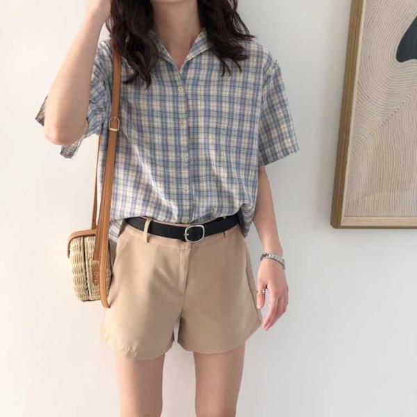 送料無料 チェック柄 半袖 シャツ レディース 半袖シャツ レトロ トップス フェミニン ゆったり 体型カバー Buyee Buyee Japanese Proxy Service Buy From Japan Bot Online