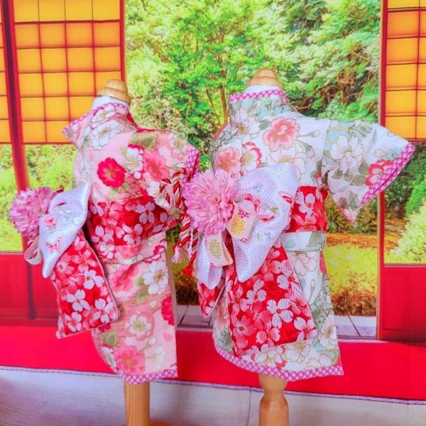 犬服 ハンドメイド着物 Mサイズ 花柄 黒 桜 オーダーメイド犬服の着物桜舞花リニューアル（帯電防止加工裏地つき