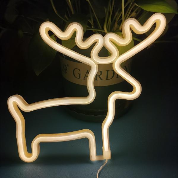 在庫有　送料無料　トナカイ　ヘラジカ　クリスマス　LED　ライト　オーナメント　ネオンサイン　USB　ウォーム色