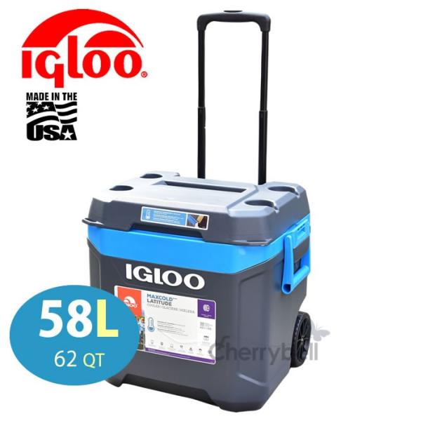 Coleman - IGLOO イグルー62QTキャスター付 58リットル　クーラーボックス igloo クーラーボックス イグルー 大型 大容量 58L キャスター