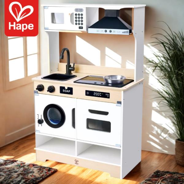 お値下げしました☆ハペHAPE木のキッチン Hape（ハペ） おままごとキッチン 木製キッチン 付属品付き フライパン