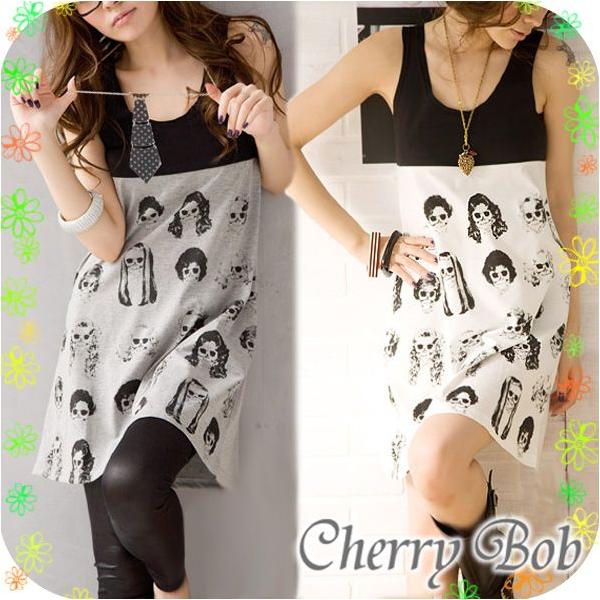 999yen パンクホラーちっくなpopドクロフェイスプリントのロングタンク ほんのりaラインのカジかわアイテム 全2色 Buyee Buyee 日本の通販商品 オークションの代理入札 代理購入