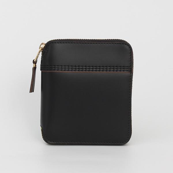 限定発売 PlusAnq スティッチ デザインウォレット 牛革 日本製 ブラック CRISTY STUFFING MID WLT.5｜限定ブラックコレクション｜HCP社クロコ