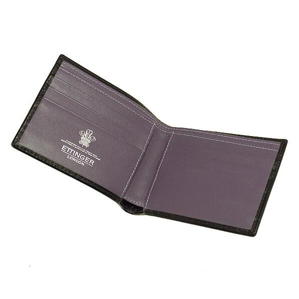 エッティンガー Ettinger 財布 ロイヤルコレクション メンズ 二つ折り財布 ブラック 黒 Billfold Sterling Black 6 Collection 信憑 Purple C With St030cjr