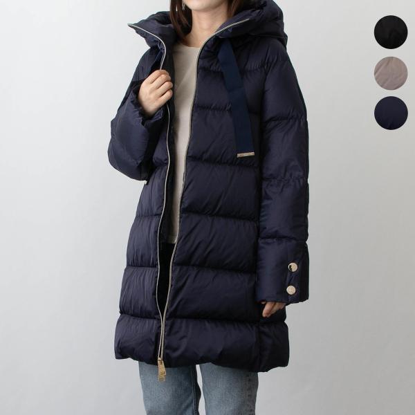 HERNO ヘルノ レディース ダウンコート A-SHAPE HOODED SATIN HERNO ヘルノ レディース ダウンコート A-SHAPE HOODED SATIN