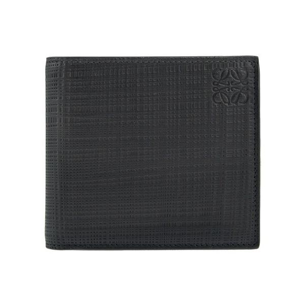 ロエベ Loewe 財布 メンズ二つ折り財布 小銭入れ付 Linen Bifold Coin Wallet リネン 秀逸 黒 101 ビルフォールド 501 コインウォレット 1100 ブラック Black