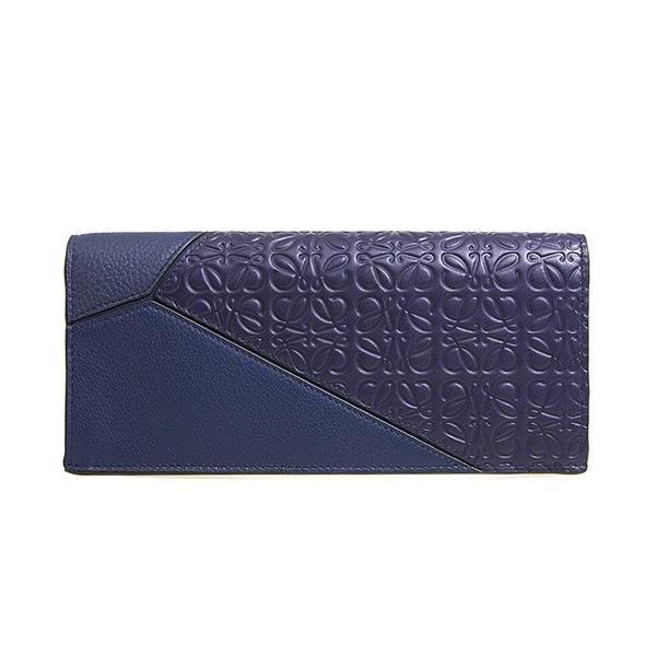 期間限定送料無料 ロエベ Loewe 財布 メンズ 長財布 パズル ネイビーブルー Puzzle Navy 978 99 5110 Horizontal 124 Multitexture Blue