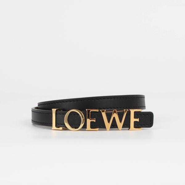 ロエベ LOEWE ベルト スムースカーフ グリーン レザー Lロゴ ロエベ