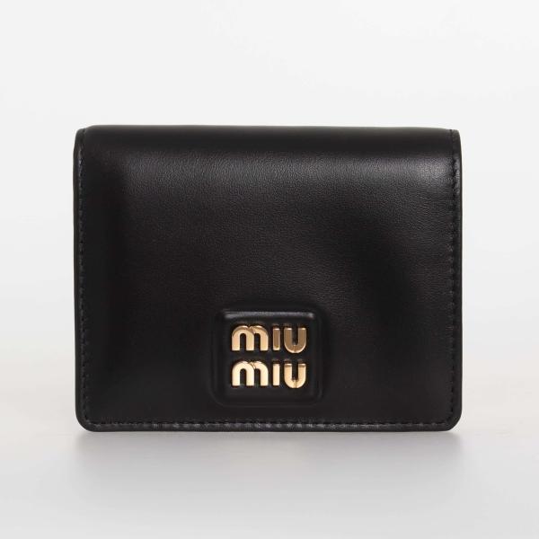 ★MIUMIU LOGO LEATHER WALLET レザー折りたたみ財布 miu ミュウミュウ MIU 財布 レディース 二つ折り財布 SOFT CALF