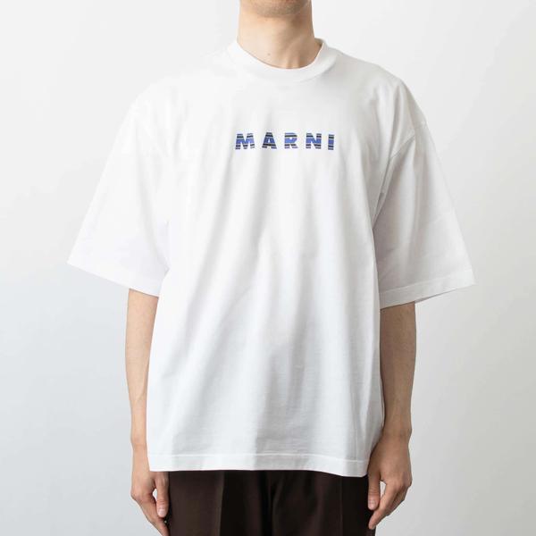 MARNI マルニ 半袖Tシャツ T-SHIRT WITH STRIPED LOGO