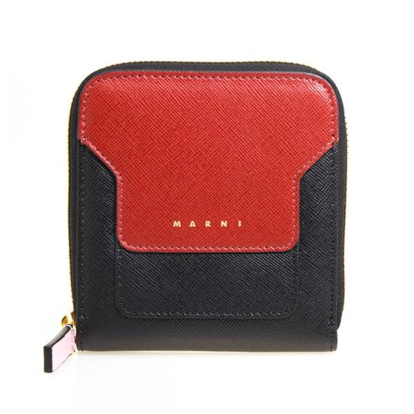 大切な マルニ Marni 財布 レディース ラウンドファスナー二つ折り財布 レッド ブラック Pfmoq09u08 Lv5 Z253n Red Black Light Pink 代引き不可