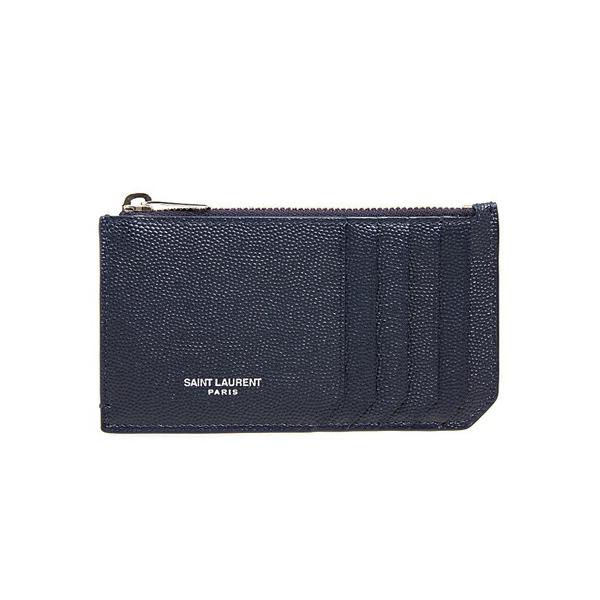サンローラン パリ Saint Laurent Paris メンズ カードケース ミニ財布 ミッドナイトブルー Fragments Zipped Card