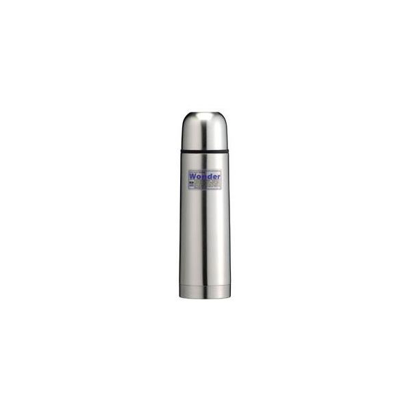 水筒/ステンレスボトル 〔コップ付き 500ml〕 ワンタッチ簡単開閉 ワンダー 〔アウトドア キャンプ スポーツ オフィス〕